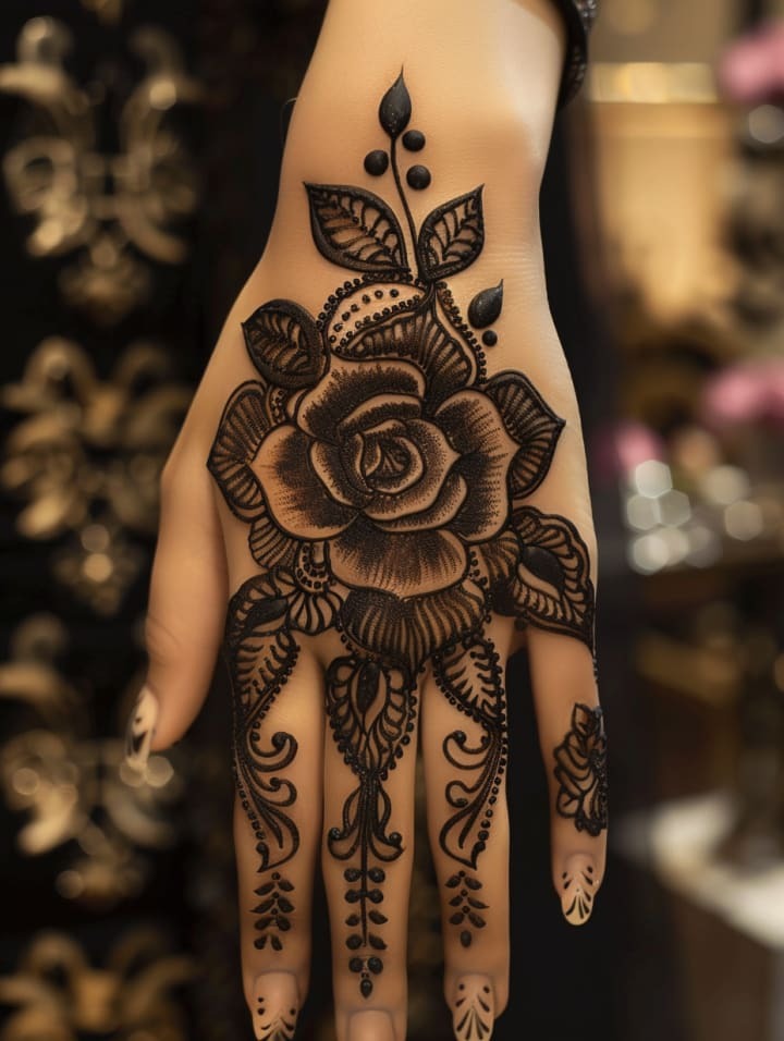 Arabic Rose Mehndi Design Back Hand Arabic Rose Mehndi Design Back Hand