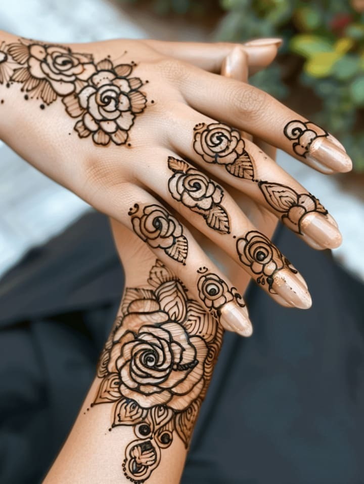 Beautiful Rose Mehndi Designs Beautiful Rose Mehndi Designs