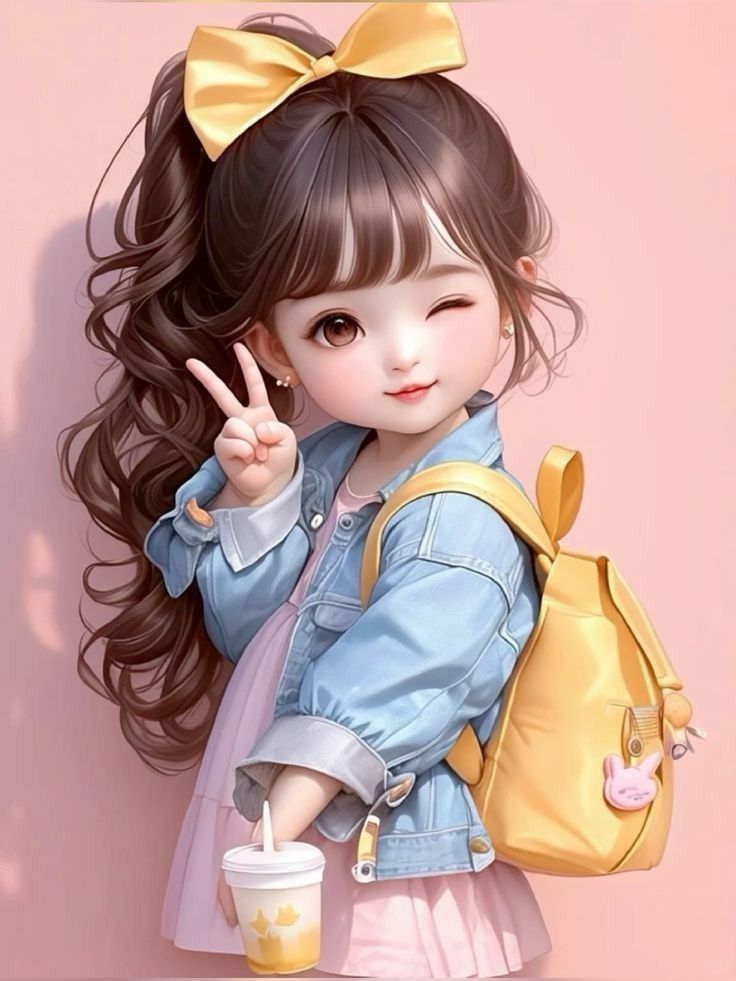 Long Hair Instagram Cartoon DP for Girls