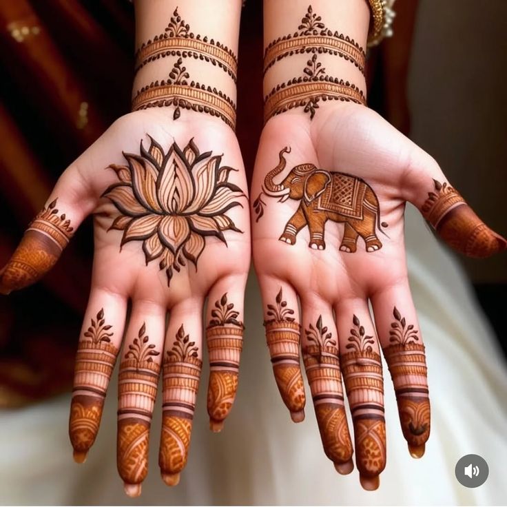 Mini Elephant Motifs Royal Front Hand Mehndi Design