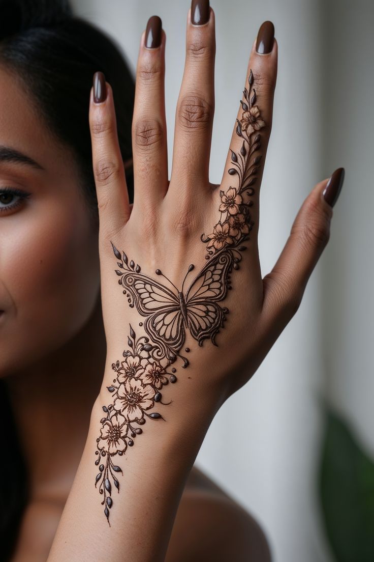 Modern Back Hand Mehndi Design