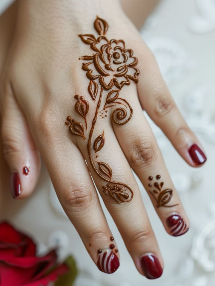 Rose Mehndi Design Back hand Rose Mehndi Design Back hand