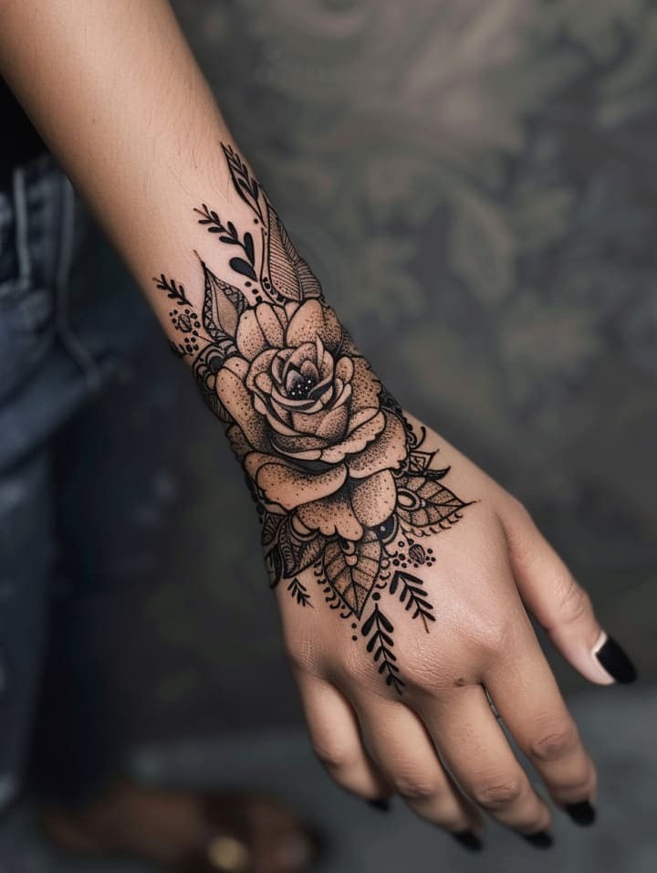 Rose Mehndi Design Photo Rose Mehndi Design Photo