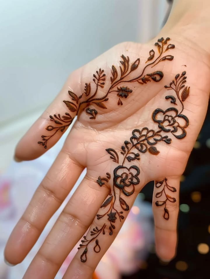 Simple Rose Mehndi Design Front Hand Simple Rose Mehndi Design Front Hand