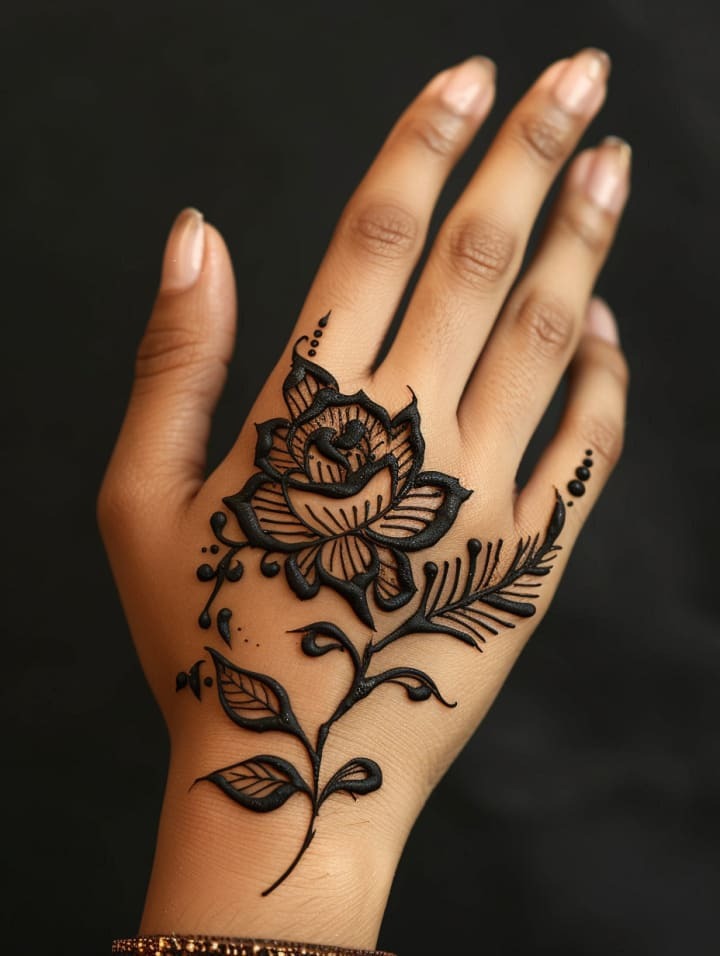 Unique Modern Rose Mehndi Design Unique Modern Rose Mehndi Design