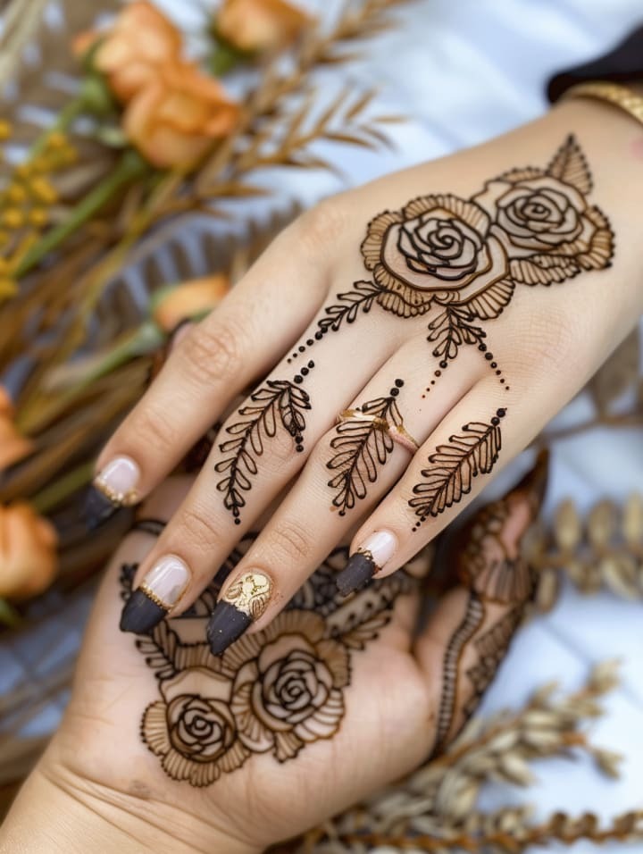 Unique Rose Mehndi Designs Unique Rose Mehndi Designs